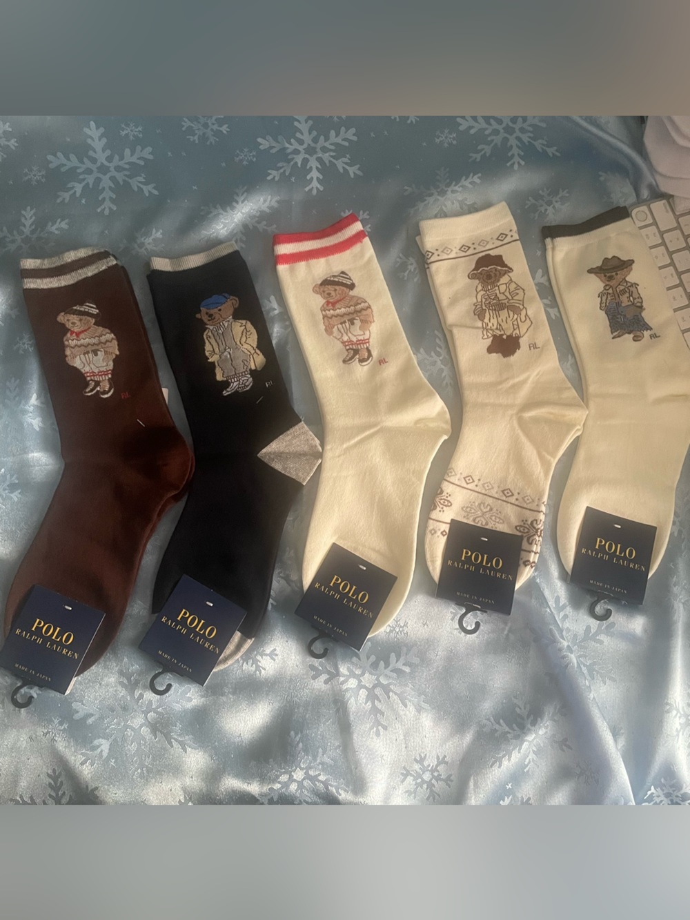 Ralph Lauren Polo Bear Crew Socks - Brown, Black, Ivory, Cream
